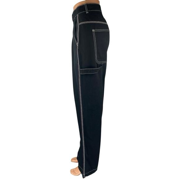 Gap Carpenter Women's Black High Waisted Wide Leg Baggy Trousers Pants Size 16 - Picture 2 of 6